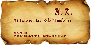 Milosevits Kálmán névjegykártya